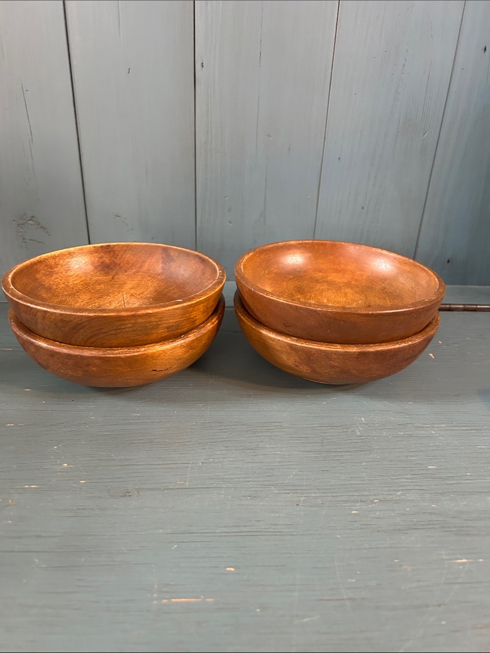 Vintage 1970’s Set of 4 Wooden Salad Bowls - Excellent Condition | 6x6”
